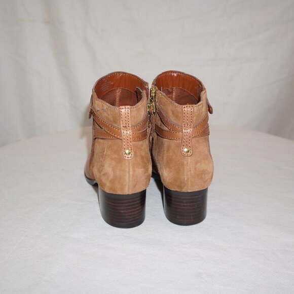 Lauren Ralph Lauren Damara Brown Leather Western Strap Heel Boot Booties 7.5B - Picture 6 of 12